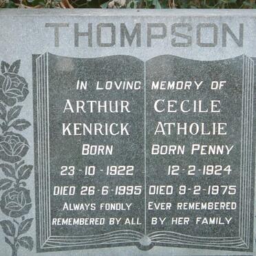 THOMPSON Arthur Kenrick 1922-1995 &amp; Cecile Atholie PENNY 1924-1975