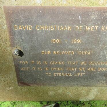 KRIGE David Christiaan De Wet 1901-1991