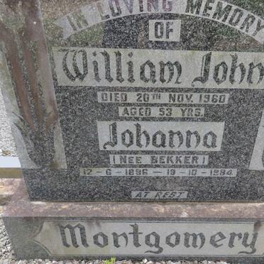 MONTGOMERY William John -1960 &amp; Johanna BEKKER 1896-1984
