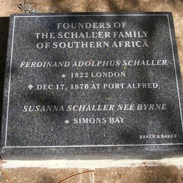 SCHALLER Ferdinand Adolphus 1822-1876 &amp; Susanna BYRNE