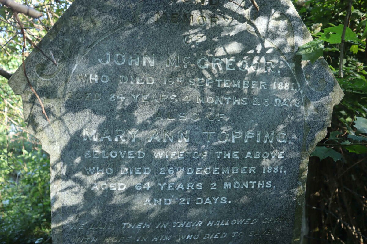 McGREGOR John -1881 &amp; Mary Ann TOPPING -1881