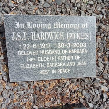 HARDWICH J.S.T. 1917-2003 &amp; Barbara Claire Stewart CLOETE 1922-1986