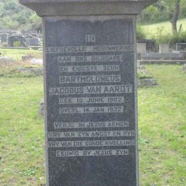 AARDT Bartholomeus Jacobus, van 1902-1922