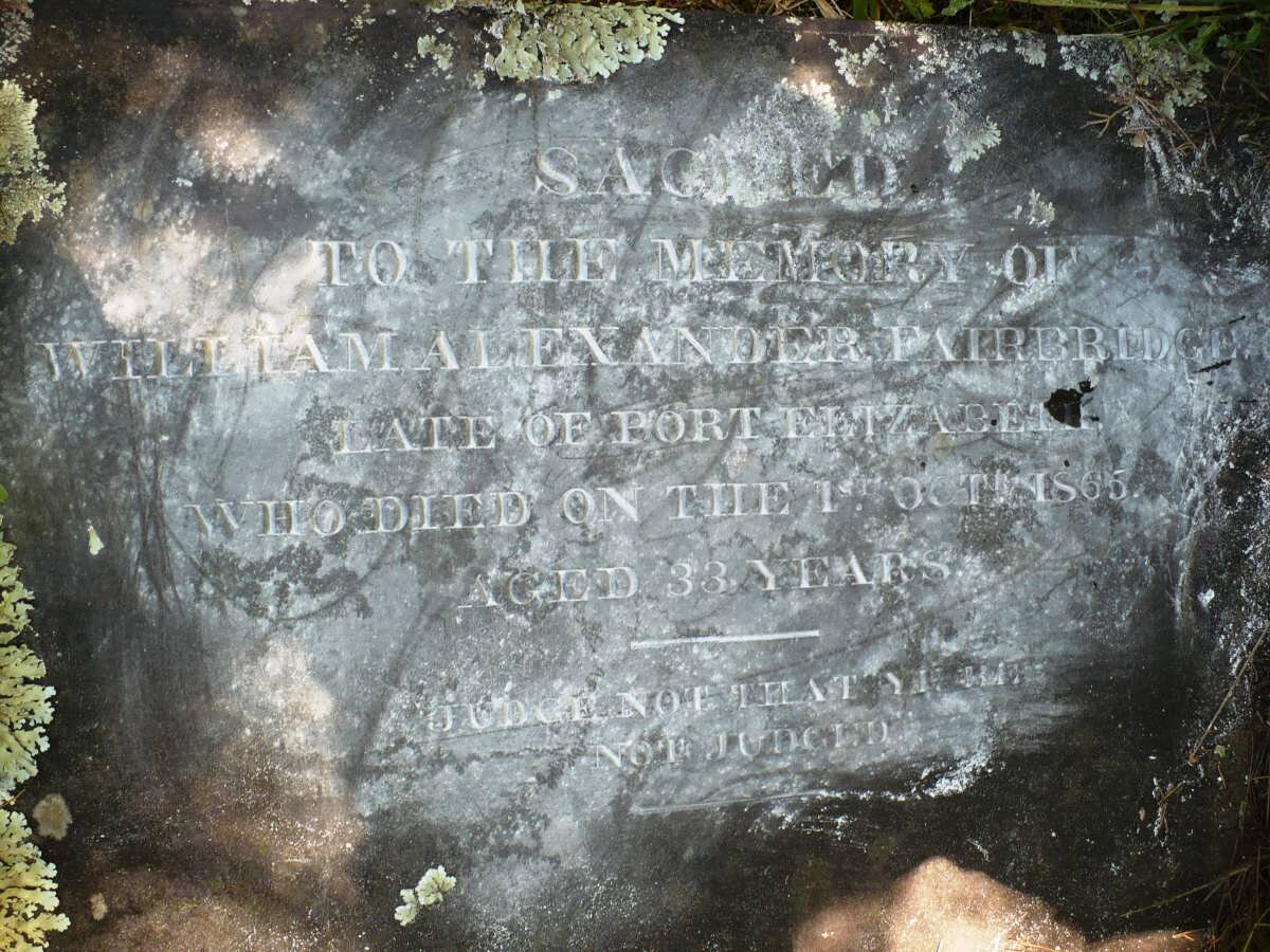 FAIRBRIDGE William Alexander -1865