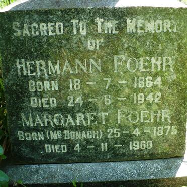 FOEHR Herman 1864-1942 &amp; Margaret McDONAGH 1875-1960