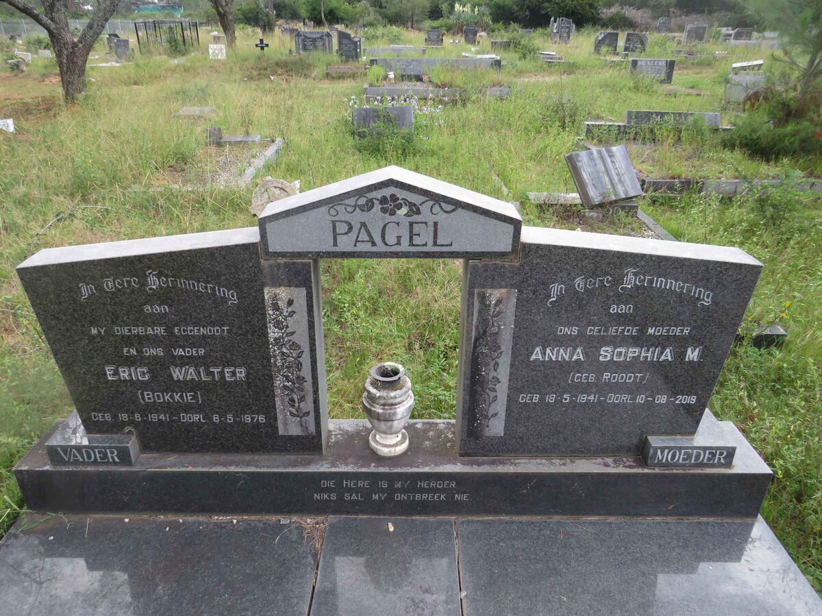 PAGEL Eric Walter 1941-1976 &amp; Anna Sophia M. ROODT 1941-2019