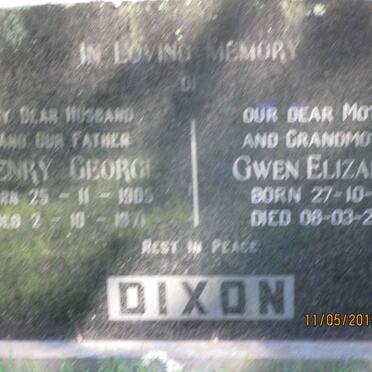 DIXON Henry George 1905-1971 &amp; Gwen Elizabeth 1911-2006