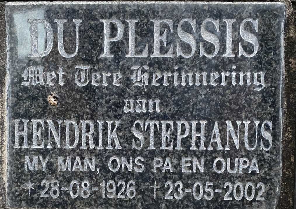 PLESSIS Hendrik Stephanus, du 1926-2002