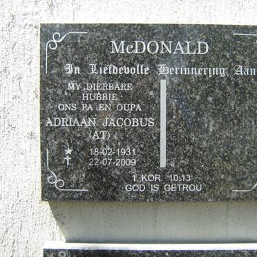 McDONALD Adriaan Jacobus 1931-2009