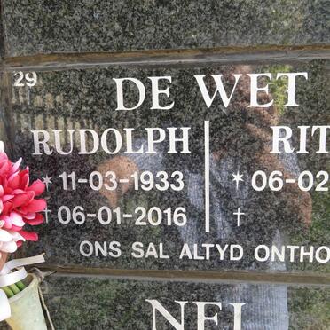 WET Rudolph, de 1933-2016 &amp; Rita 194?-