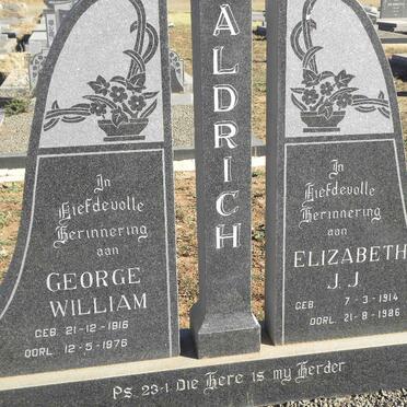 ALDRICH George William 1916-1976 &amp; Elizabeth J.J. 1914-1986