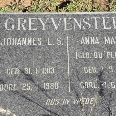 GREYVENSTEIN Johannes L.S. 1913-1980 &amp; Anna Maria DU PLESSIS 1916-1991