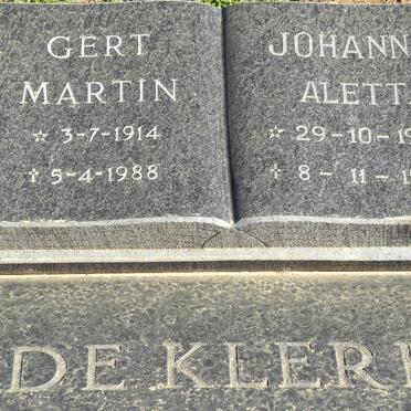 KLERK Gert Martin, de 1914-1988 &amp; Johanna Aletta 1914-1992