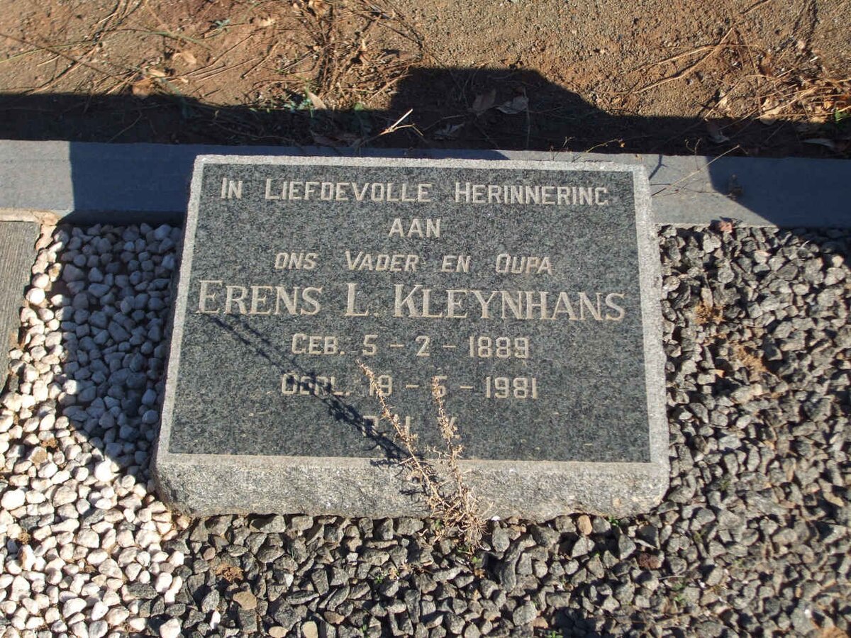 KLEYNHANS Erens L. 1889-1981