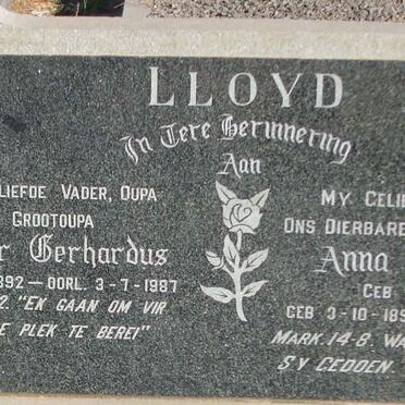 LLOYD Pieter Gerhardus 1892-1987 &amp; Anna Susanna V.D.WALT 1895-1969