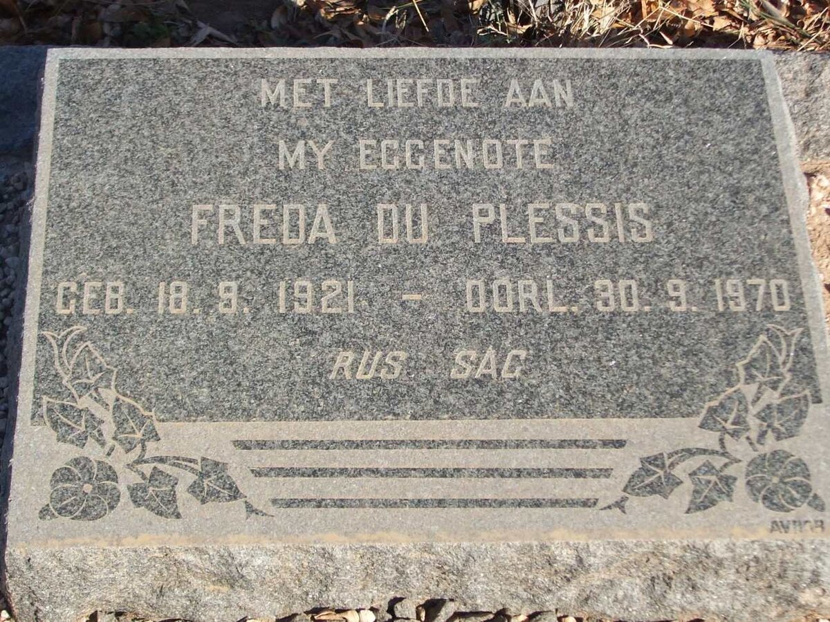 PLESSIS Freda, du 1921-1970
