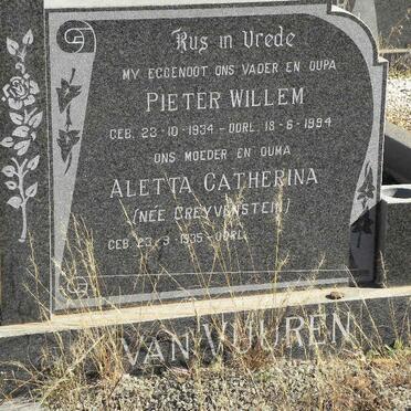 VUUREN Pieter Willem, van 1934-1994 &amp; Aletta Catherina GREYVENSTEIN 1935-