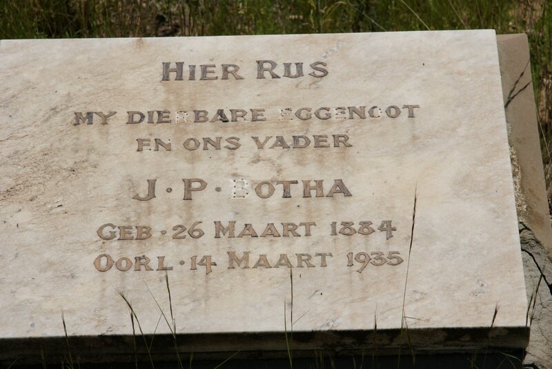 BOTHA J.P. 1884-1935