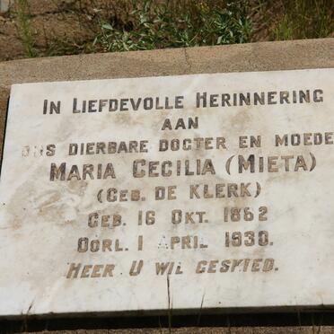 BILJON Maria Cecilia, van nee DE KLERK 1862-1930