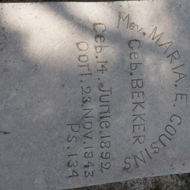 COUSINS Maria E. nee BEKKER 1892-1943