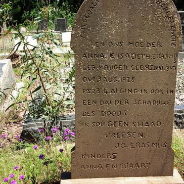 ERASMUS Anna Elisabeth nee KRUGER 1897-1928