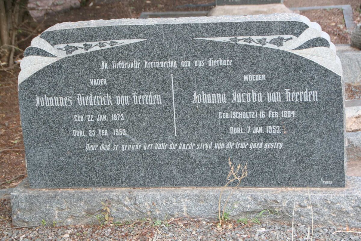HEERDEN Johannes Diederick, van 1873-1953 &amp; Johanna Jacoba SCHOLTZ 1884-1953