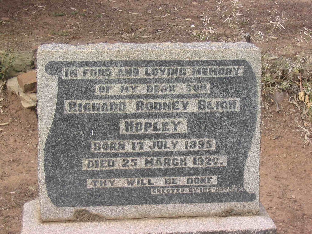 HOPLEY Richard Rodney Bligh 1895-1920