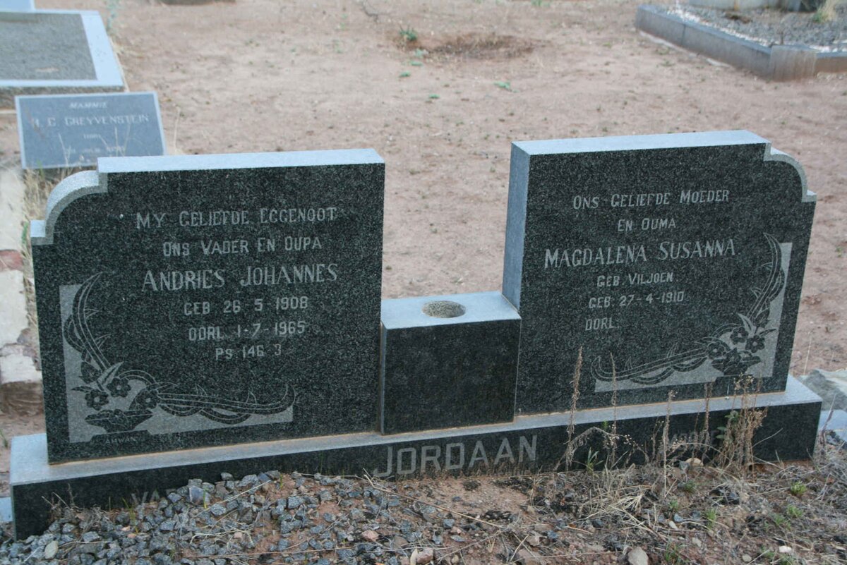 JORDAAN Andries Johannes 1908-1965 & Magdalena Susanna VILJOEN 1910-