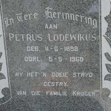 KRUGER Petrus Lodewikus 1898-1968