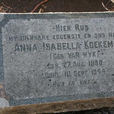 KOEKEMOER Anna Isabella nee VAN WYK 1890-1944