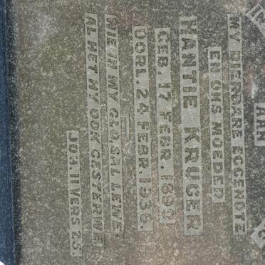 KRUGER Hantie 1890-1936