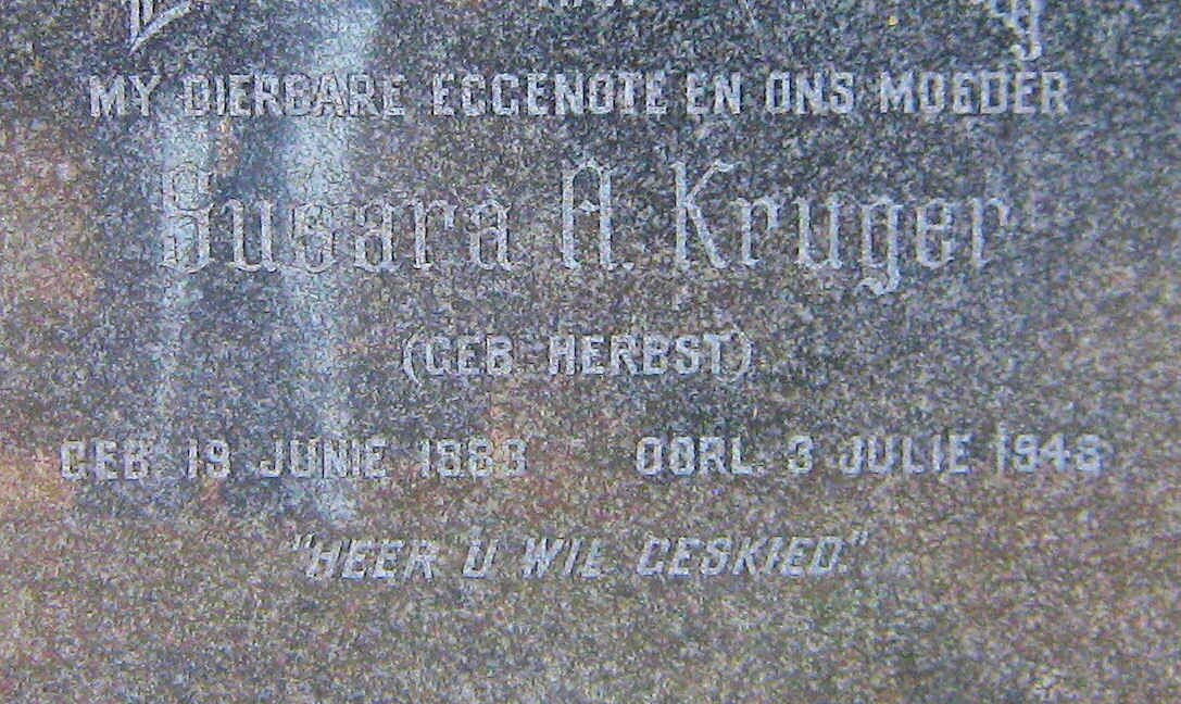 KRUGER Susara A. nee HERBST 1883-1948