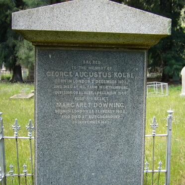 KOLBE George Augustus 1802-1844 &amp; Margaret DOWNING 1803-1867