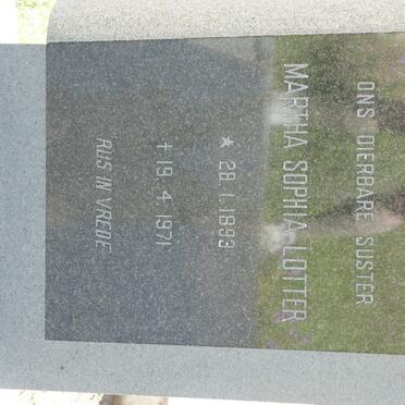 LOTTER Martha Sophia 1893-1971