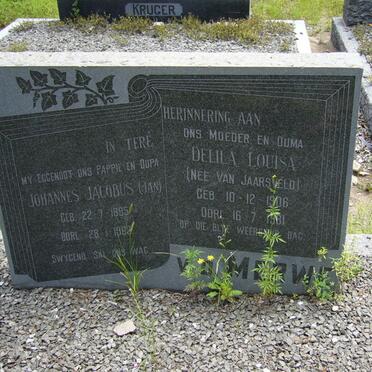 MERWE Johannes Jacobus, v.d. 1895-1963 &amp; Delila Louisa VAN JAARSVELD 1906-1981