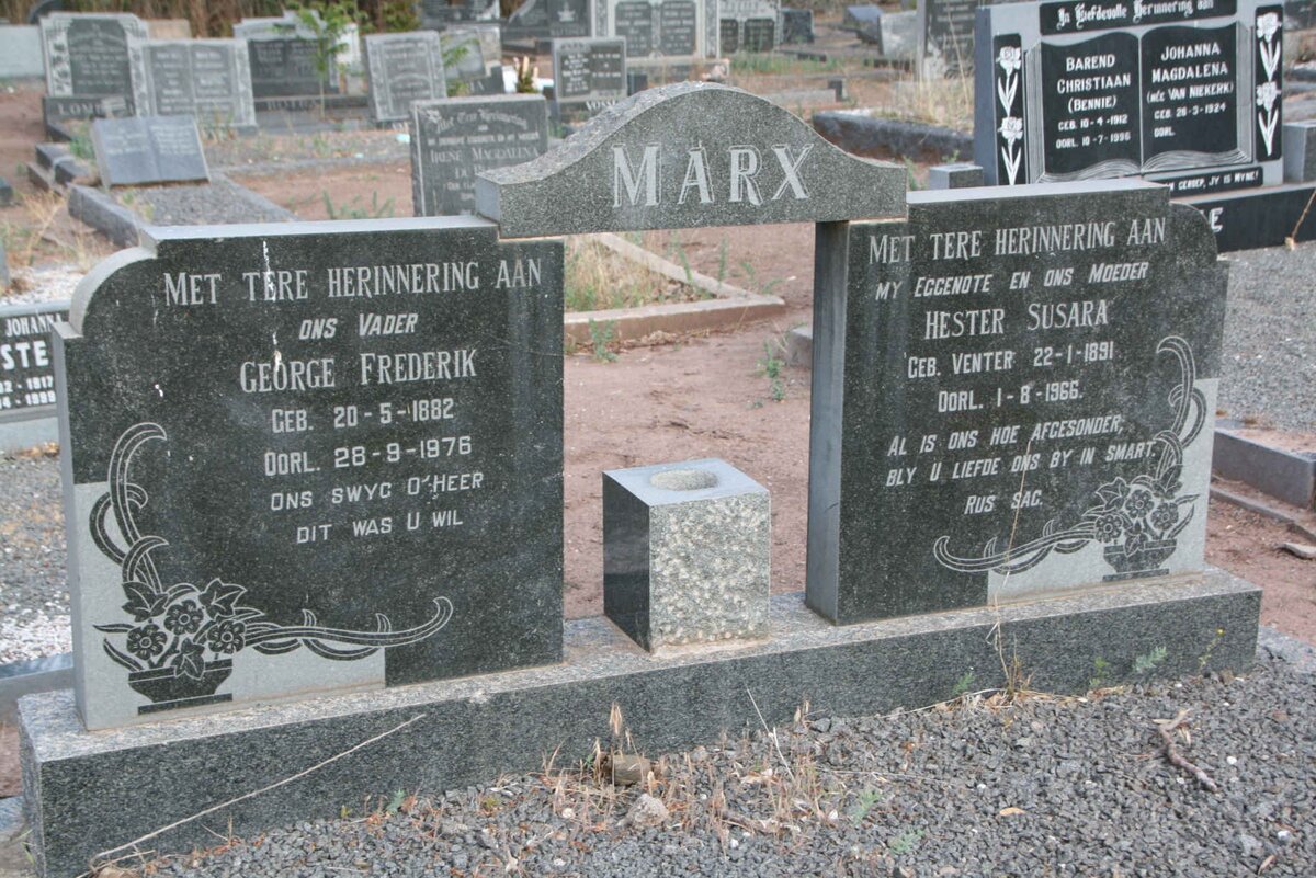 MARX George Frederik 1882-1976 & Hester Susara VENTER 1891-1966