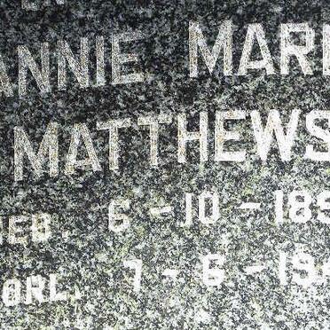 MATTHEWS Sidney James 1897-1974 &amp; Annie Maria 1893-1947