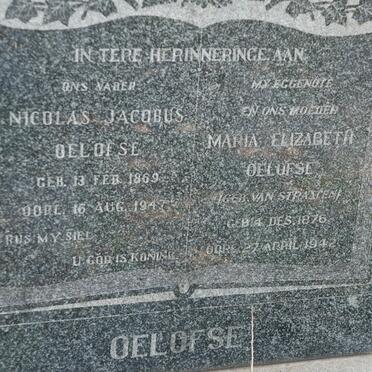 OELOFSE Nicolas Jacobus 1869-1947 &amp; Maria Elizabeth VAN STRAATEN 1876-1942
