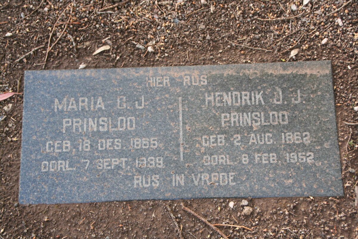 PRINSLOO Hendrik J.J. 1862-1952 & Maria C.J. 1865-1939