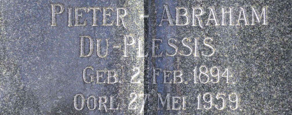 PLESSIS Pieter-Abraham, du 1894-1959
