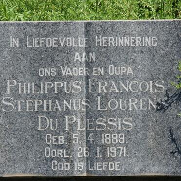 PLESSIS Philippus Francois Stephanus Lourens, du 1889-1971
