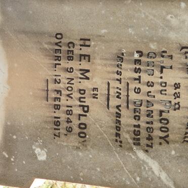 PLOOY J.L., du 1847-1911 &amp; H.E.M. 1849-1917