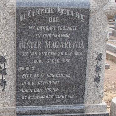 PLESSIS Hester Magaretha, du neé VAN HEERDEN 1909-1950
