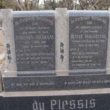 PLESSIS Johannes Nicolaas, du 1898-1983 &amp; Hester Magaretha VAN HEERDEN 1909-1950