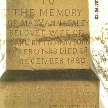 RITTMANN Maby Ann nee SEALY 1848-1880