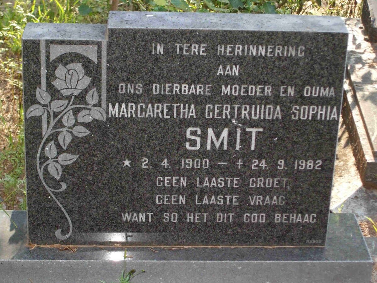 SMIT Margaretha Gertruida Sophia 1900-1982