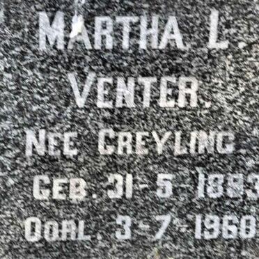 VENTER Martha L. nee GREYLING 1893-1960