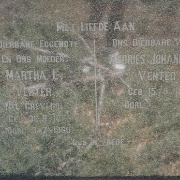 VENTER Andries Johannes C. 1892- &amp; Martha L. GREYLING 1858-1968