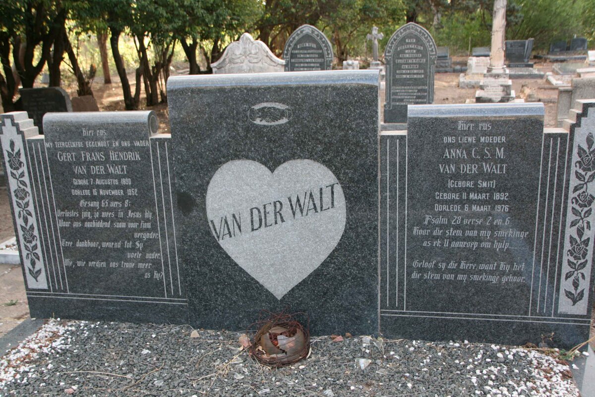WALT Gert Frans Hendrik, van der 1890-1952 & Anna C.S.M. SMIT 1892-1976