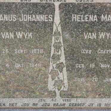 WYK Stefanus Johannes, van 1878-1949 &amp; Helena Maria COETSEE 1884-1941